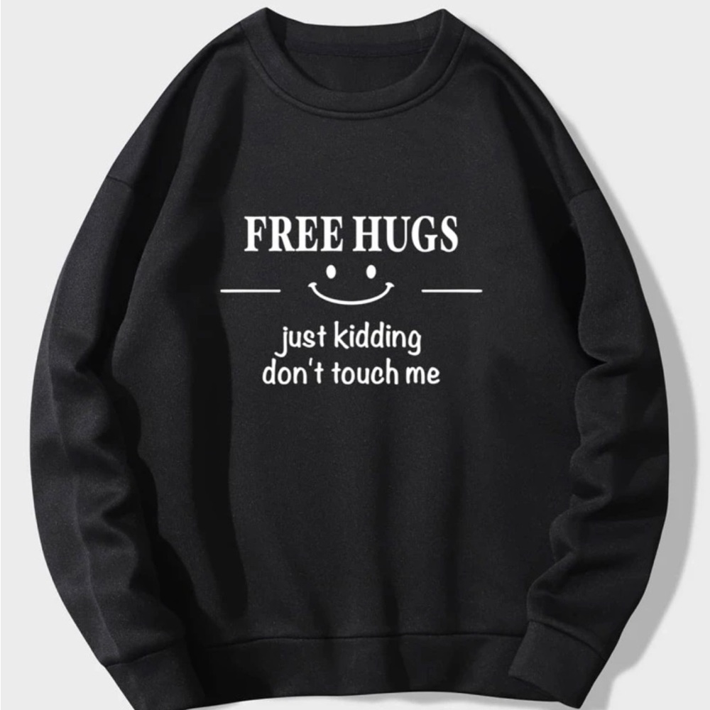 Black with white lettering. Small sized 4. Never worn.
